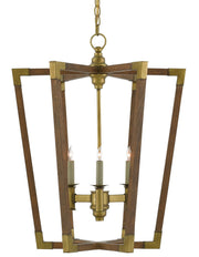 Currey and Company - 9000-0220 - Three Light Lantern - Chestnut/Brass
