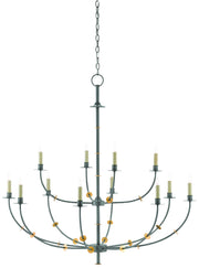 Currey and Company - 9000-0331 - 12 Light Chandelier - Hiroshi Gray/Contemporary Gold Leaf