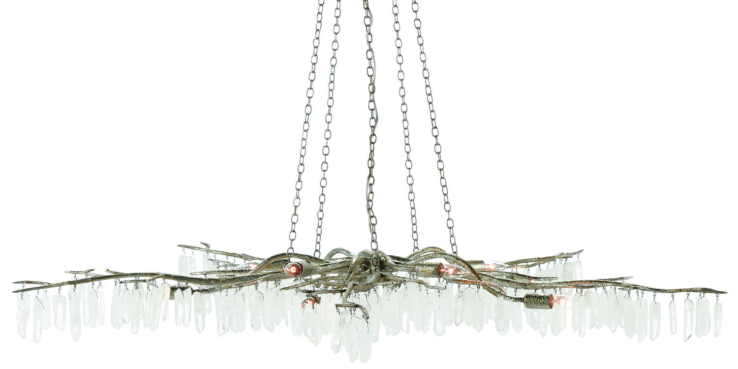 Currey and Company - 9000-0368 - Ten Light Chandelier - Textured Silver/Natural