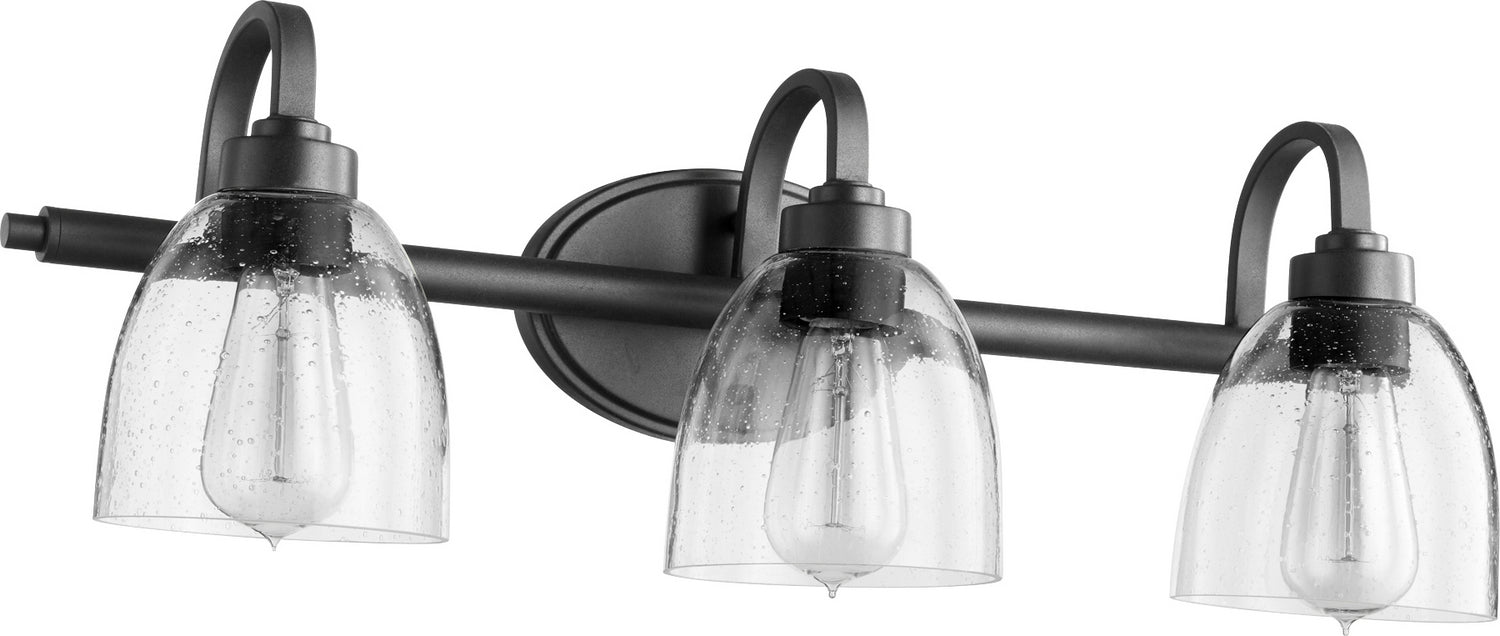 Quorum - 5060-3-69 - Three Light Vanity - Reyes - Textured Black|Clear Seeded