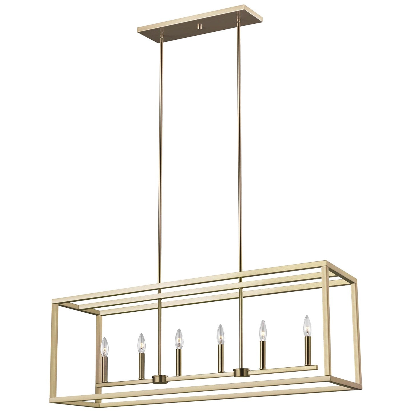 Generation Lighting - 6634506-848 - Six Light Island Pendant - Moffet Street - Satin Brass
