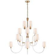 Visual Comfort Signature - JN 5030CG/AB-L - 16 Light Chandelier - Clarice - Clear Acrylic with Antique Brass
