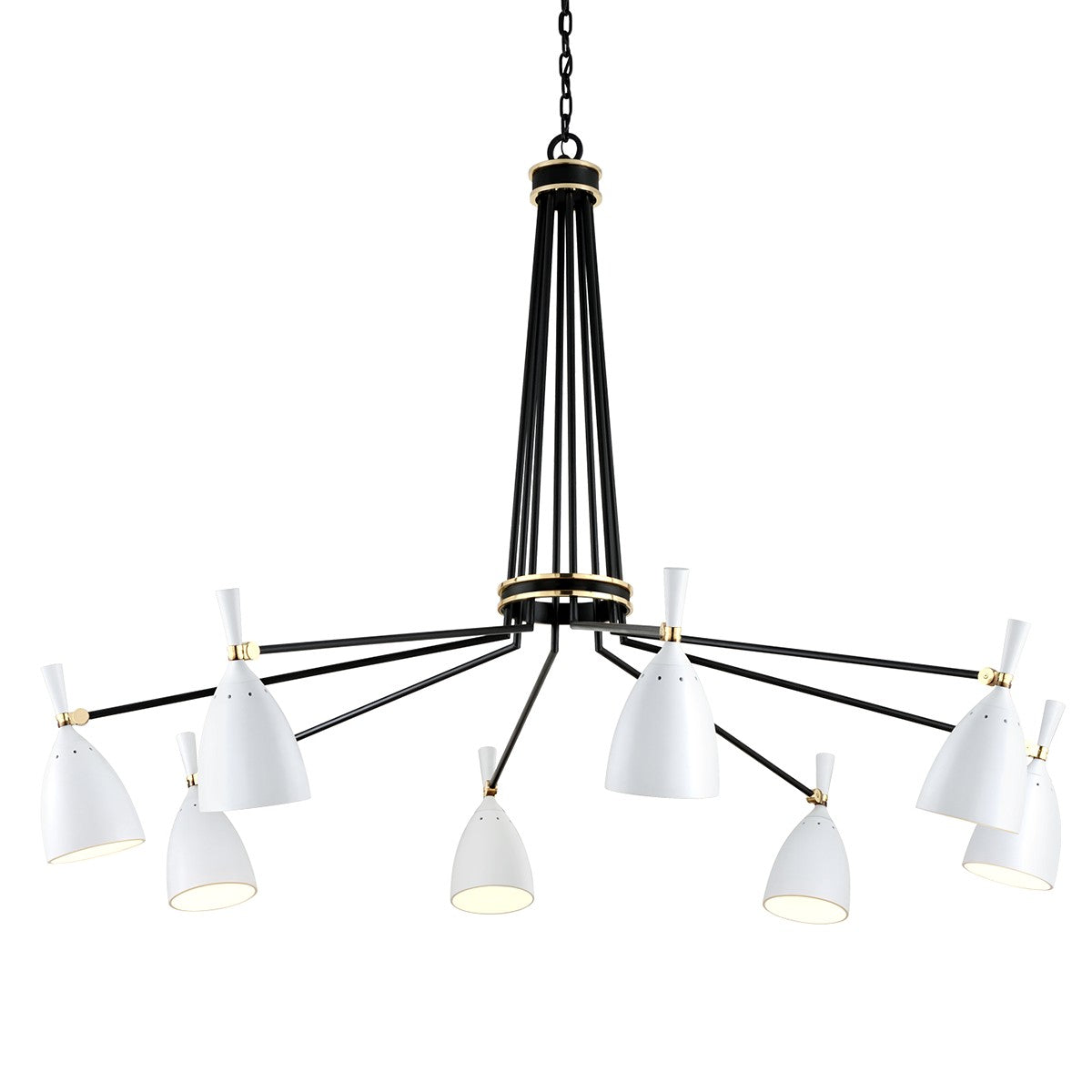 Corbett Lighting - 281-08 - Eight Light Chandelier - Utopia - Black Brass Off White Shades