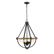 Millennium - 2394-MB/WT - Four Light Pendant - Ellijay - Matte Black/Wood Tone