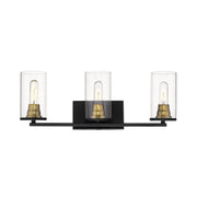 Millennium - 3493-MB/HBZ - Three Light Vanity - Pasadena - Matte Black/Heirloom Bronze