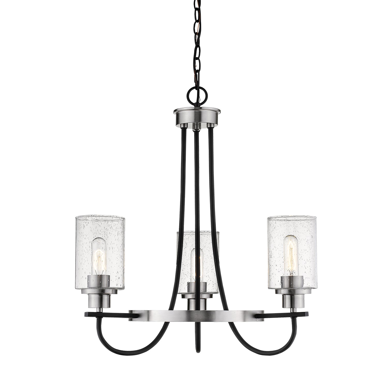 Millennium - 3503-MB/BN - Three Light Chandelier - Clifton - Matte Black/Brushed Nickel