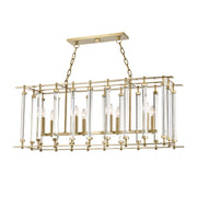 Hudson Valley - 2842-AGB - Eight Light Island Pendant - Haddon - Aged Brass