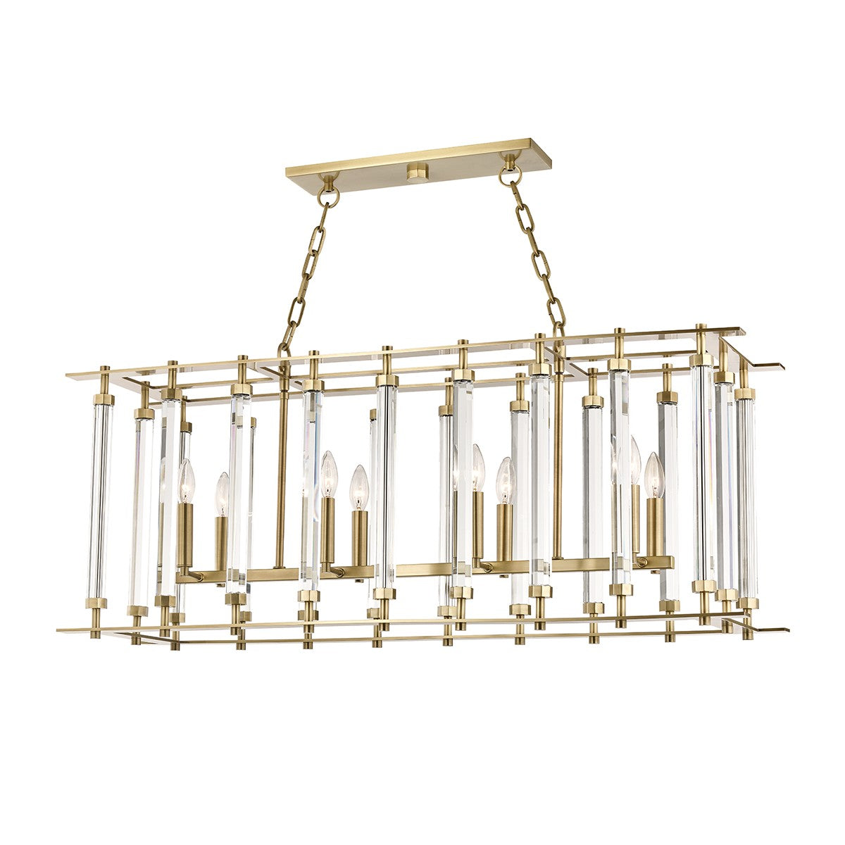 Hudson Valley - 2842-AGB - Eight Light Island Pendant - Haddon - Aged Brass