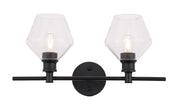 Elegant Lighting - LD2312BK - Two Light Wall Sconce - Gene - Black and Clear glass