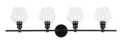 Elegant Lighting - LD2320BK - Four Light Wall Sconce - Gene - Black and Clear glass