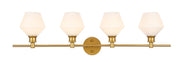 Elegant Lighting - LD2321BR - Four Light Wall Sconce - Gene - Brass and Frosted white glass
