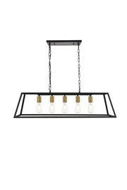 Elegant Lighting - LD4061D38BRB - Five Light Pendant - Resolute - brass and black