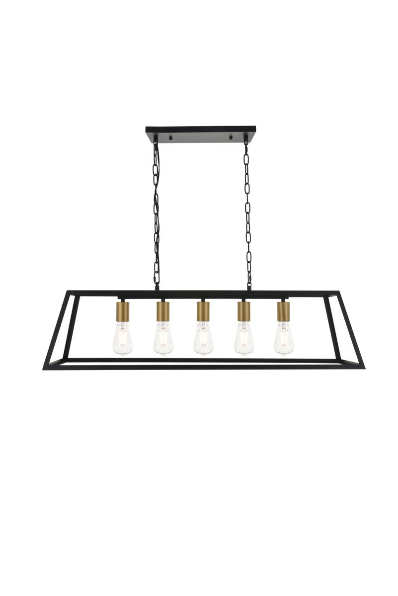 Elegant Lighting - LD4061D38BRB - Five Light Pendant - Resolute - brass and black
