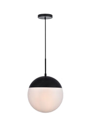 Elegant Lighting - LD6038BK - One Light Pendant - Eclipse - Black and frosted white
