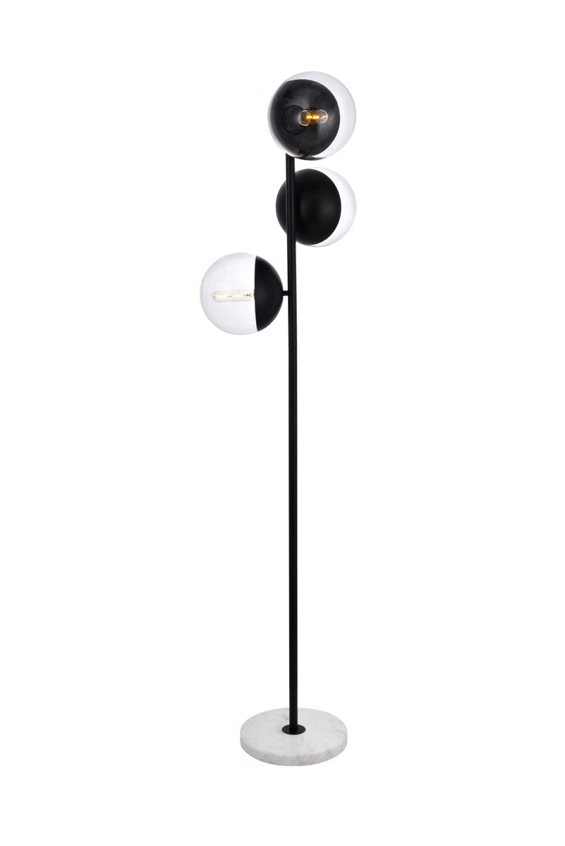 Elegant Lighting - LD6159BK - Three Light Floor Lamp - Eclipse - Black and Clear