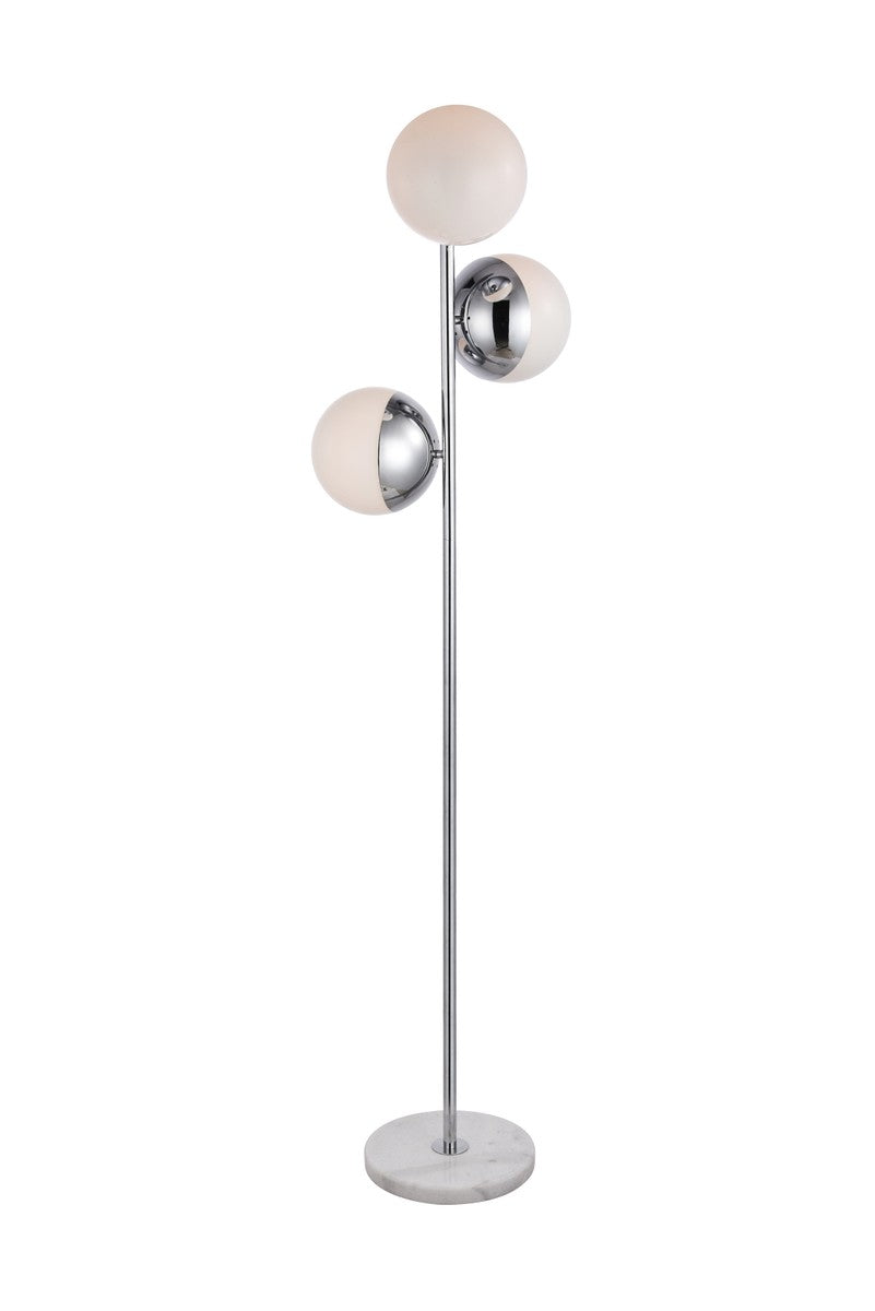 Elegant Lighting - LD6160C - Three Light Floor Lamp - Eclipse - Chrome and frosted white