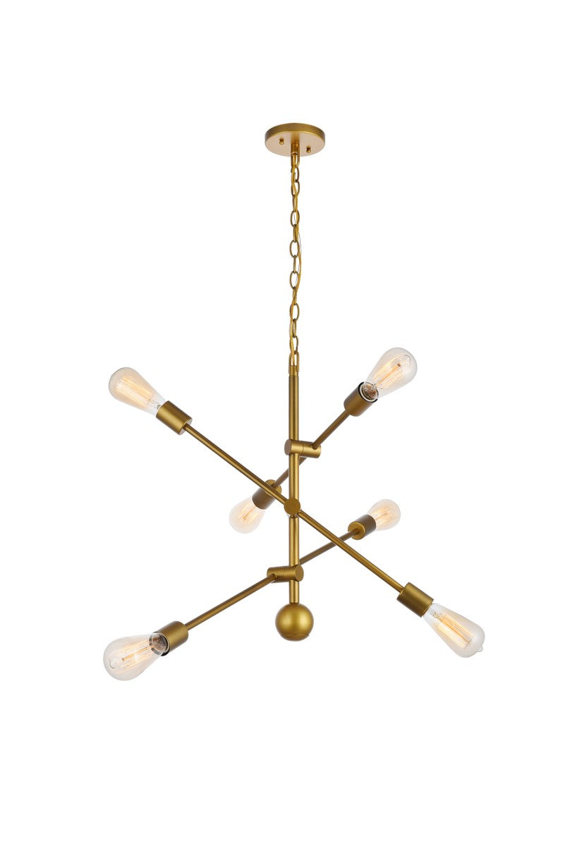 Elegant Lighting - LD8008D29BR - Six Light Pendant - Axel - Brass