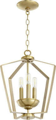 Quorum - 894-3-80 - Three Light Entry Pendant - 3LT Entry Series - Aged Brass