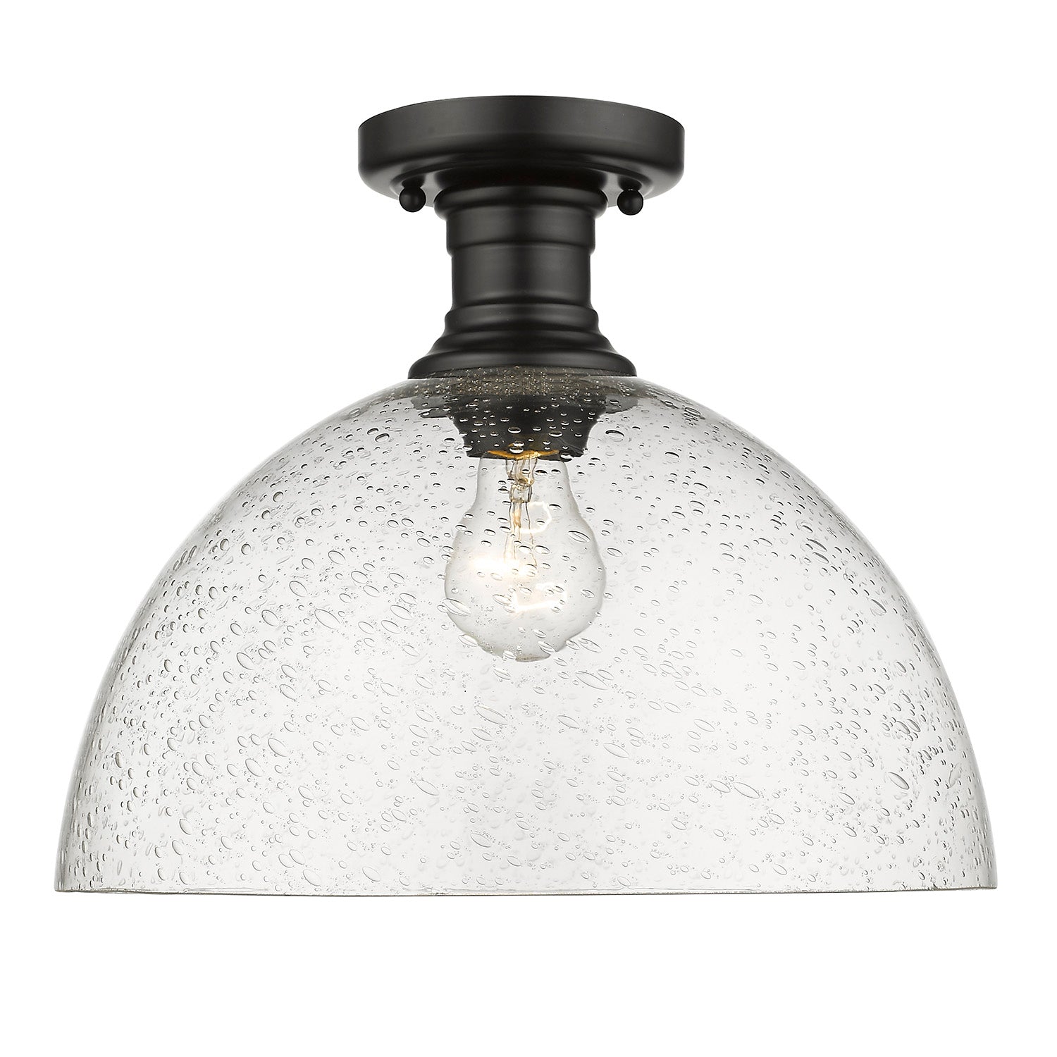 Golden - 3118-SF14 BLK-SD - One Light Semi-Flush Mount - Hines - Matte Black