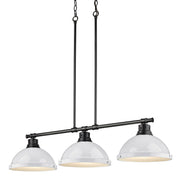 Golden - 3602-3LP BLK-WH - Three Light Linear Pendant - Duncan - Matte Black