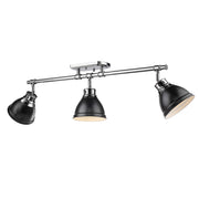 Golden - 3602-3SF CH-BLK - Three Light Semi-Flush Mount - Duncan - Chrome