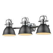 Golden - 3602-BA3 CH-BLK - Three Light Bath Vanity - Duncan - Chrome