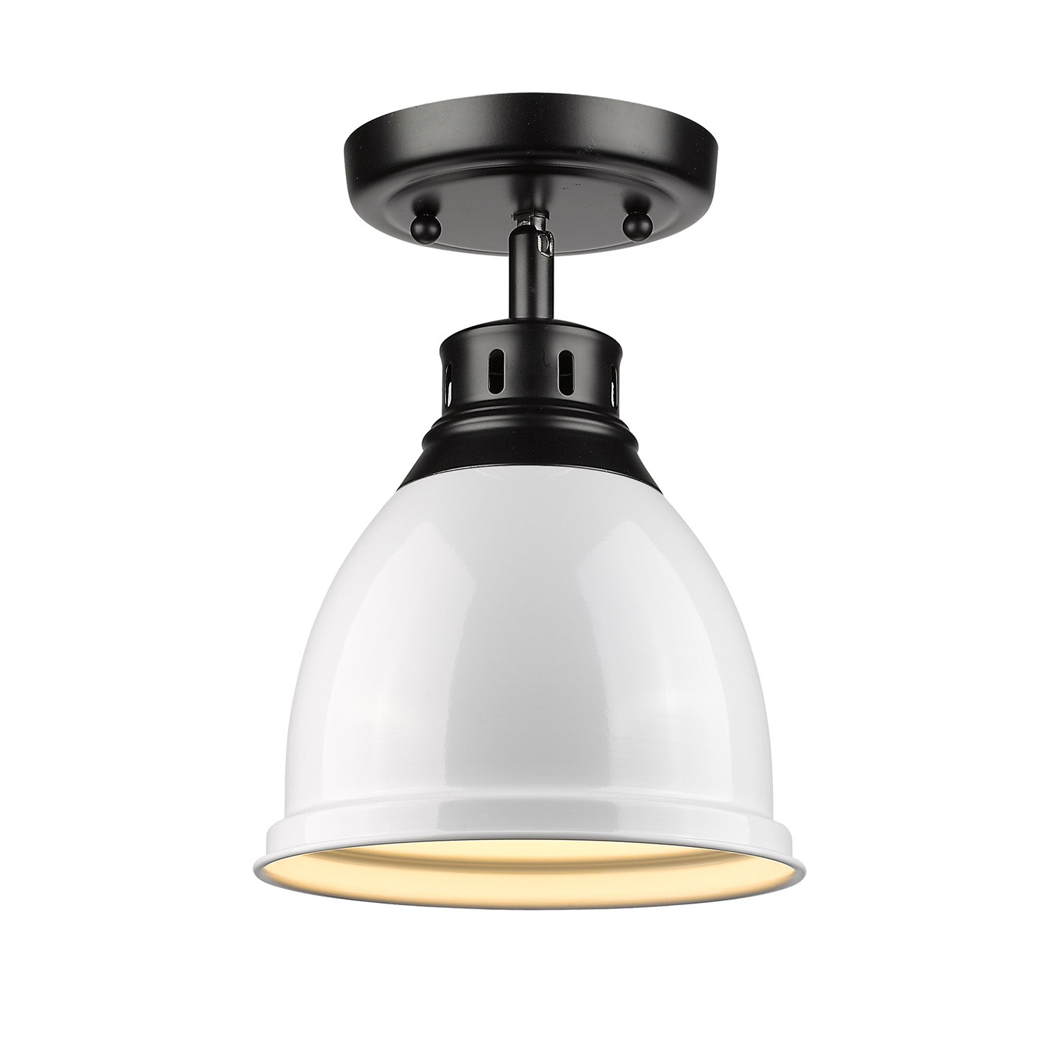 Golden - 3602-FM BLK-WH - One Light Flush Mount - Duncan - Matte Black