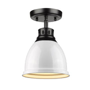 Golden - 3602-FM BLK-WH - One Light Flush Mount - Duncan - Matte Black