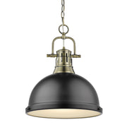 Golden - 3602-L AB-BLK - One Light Pendant - Duncan - Aged Brass