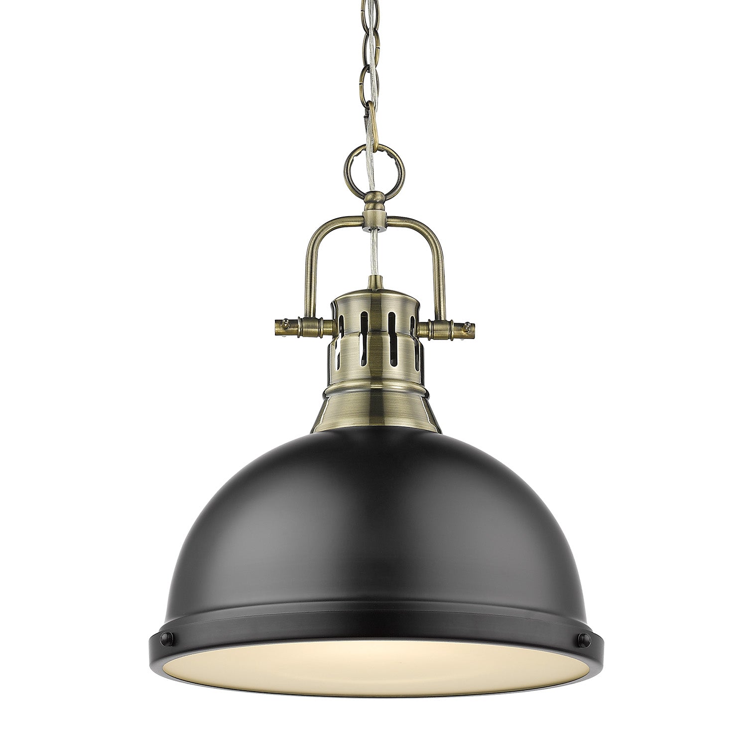 Golden - 3602-L AB-BLK - One Light Pendant - Duncan - Aged Brass