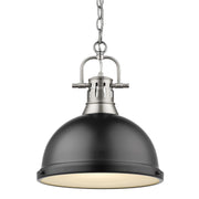 Golden - 3602-L PW-BLK - One Light Pendant - Duncan - Pewter