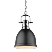 Golden - 3602-S CH-BLK - One Light Pendant - Duncan - Chrome