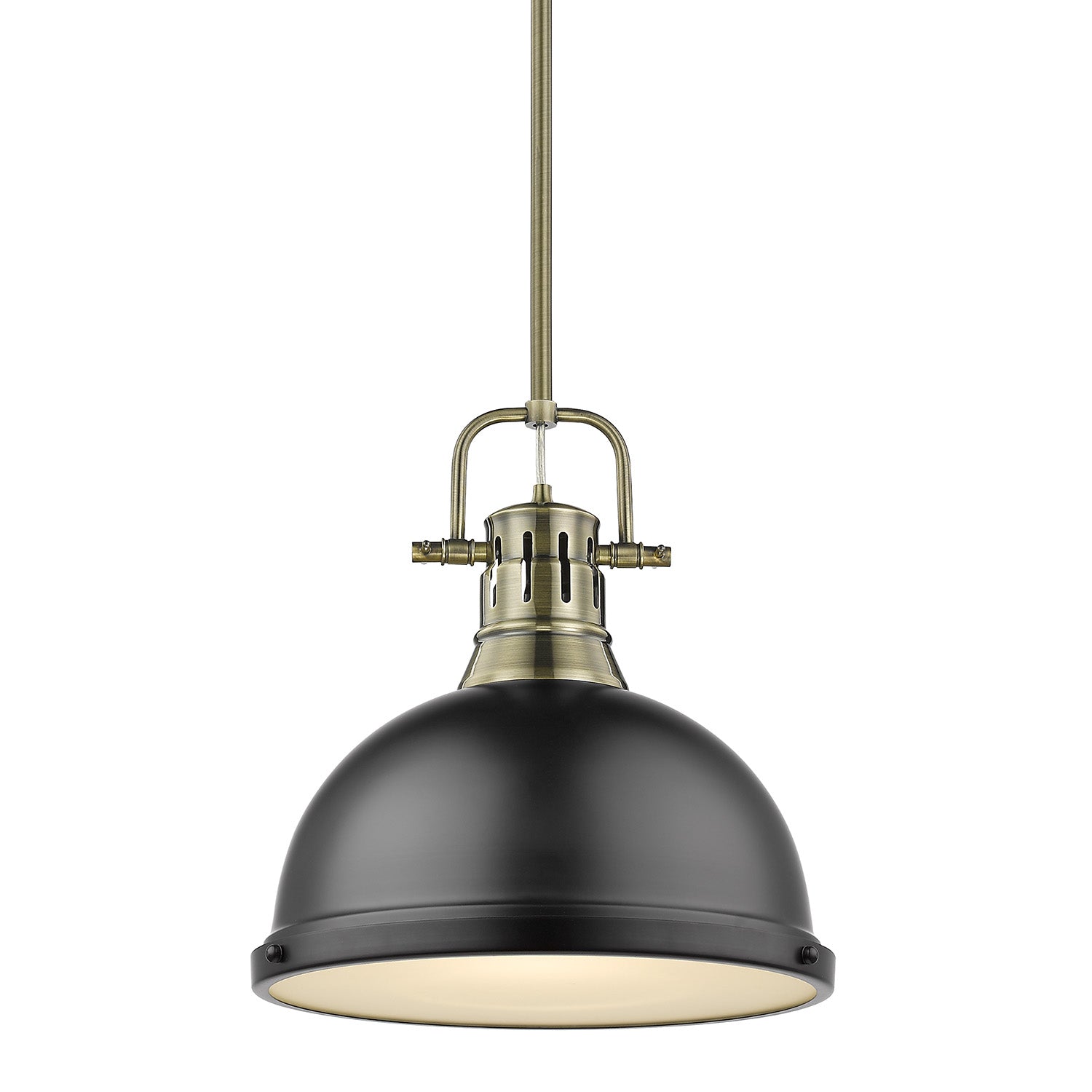 Golden - 3604-L AB-BLK - One Light Pendant - Duncan - Aged Brass