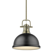 Golden - 3604-L AB-BLK - One Light Pendant - Duncan - Aged Brass