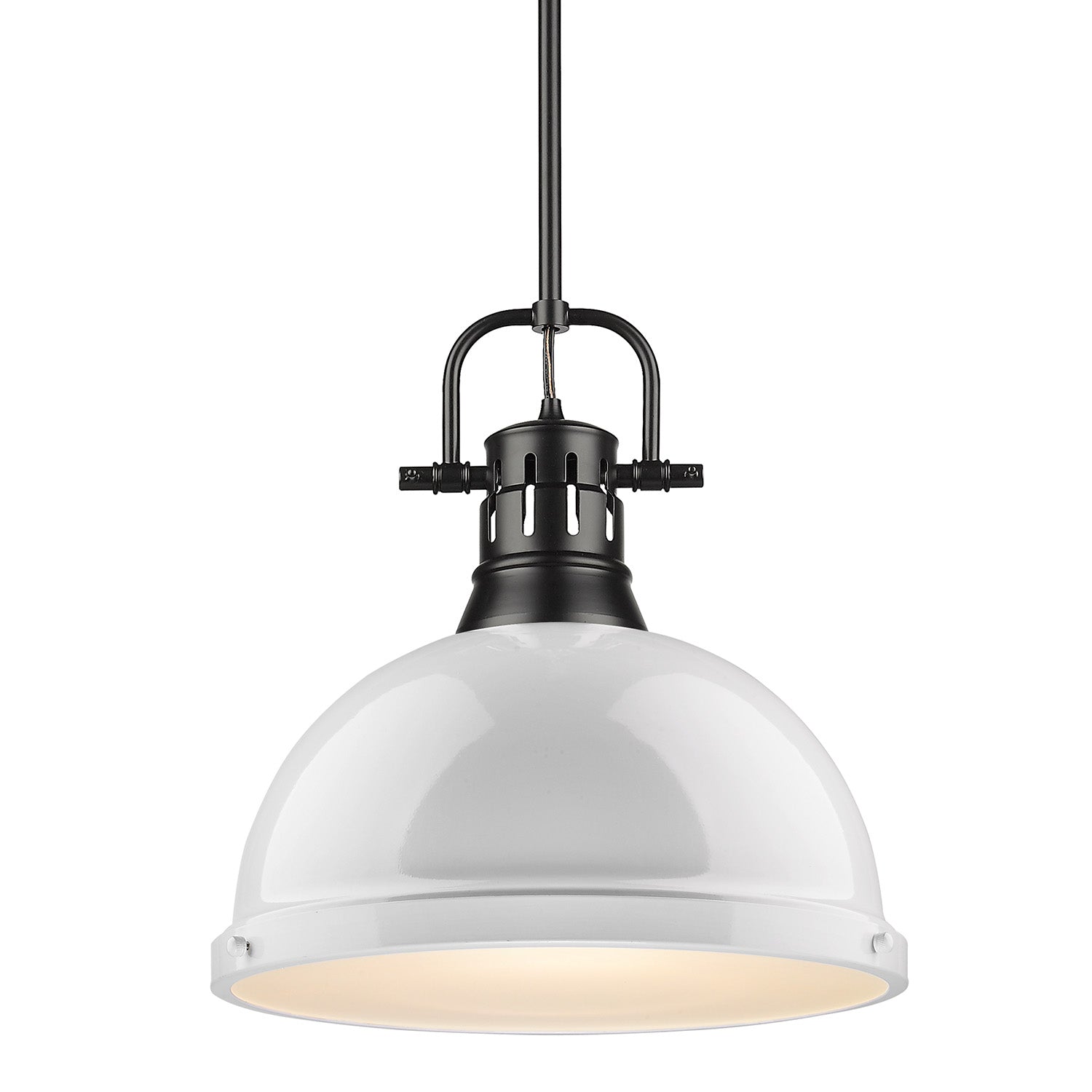 Golden - 3604-L BLK-WH - One Light Pendant - Duncan - Matte Black