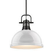 Golden - 3604-L BLK-WH - One Light Pendant - Duncan - Matte Black