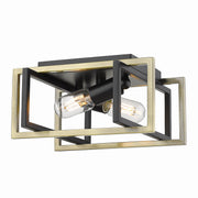 Golden - 6070-FM BLK-AB - Two Light Flush Mount - Tribeca - Matte Black