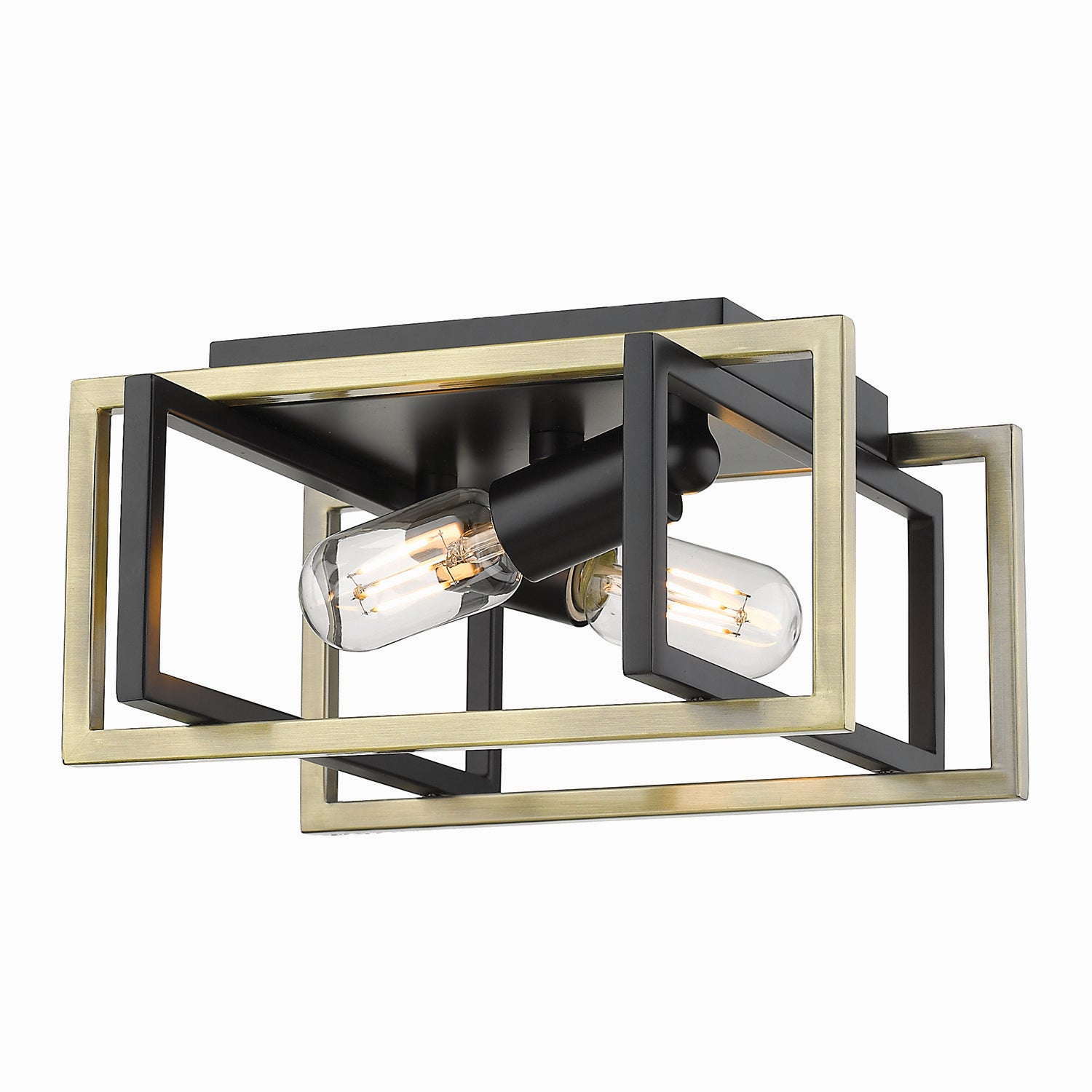 Golden - 6070-FM BLK-AB - Two Light Flush Mount - Tribeca - Matte Black