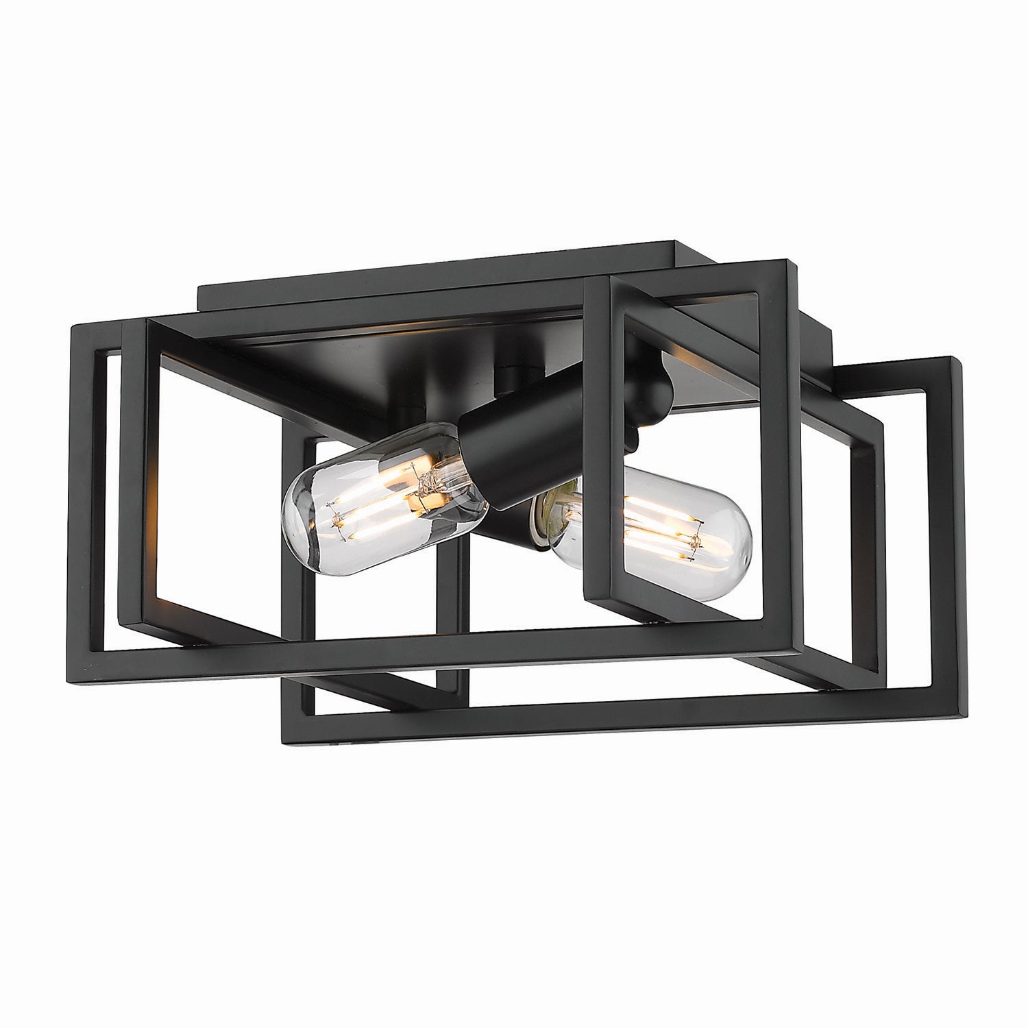 Golden - 6070-FM BLK-BLK - Two Light Flush Mount - Tribeca - Matte Black