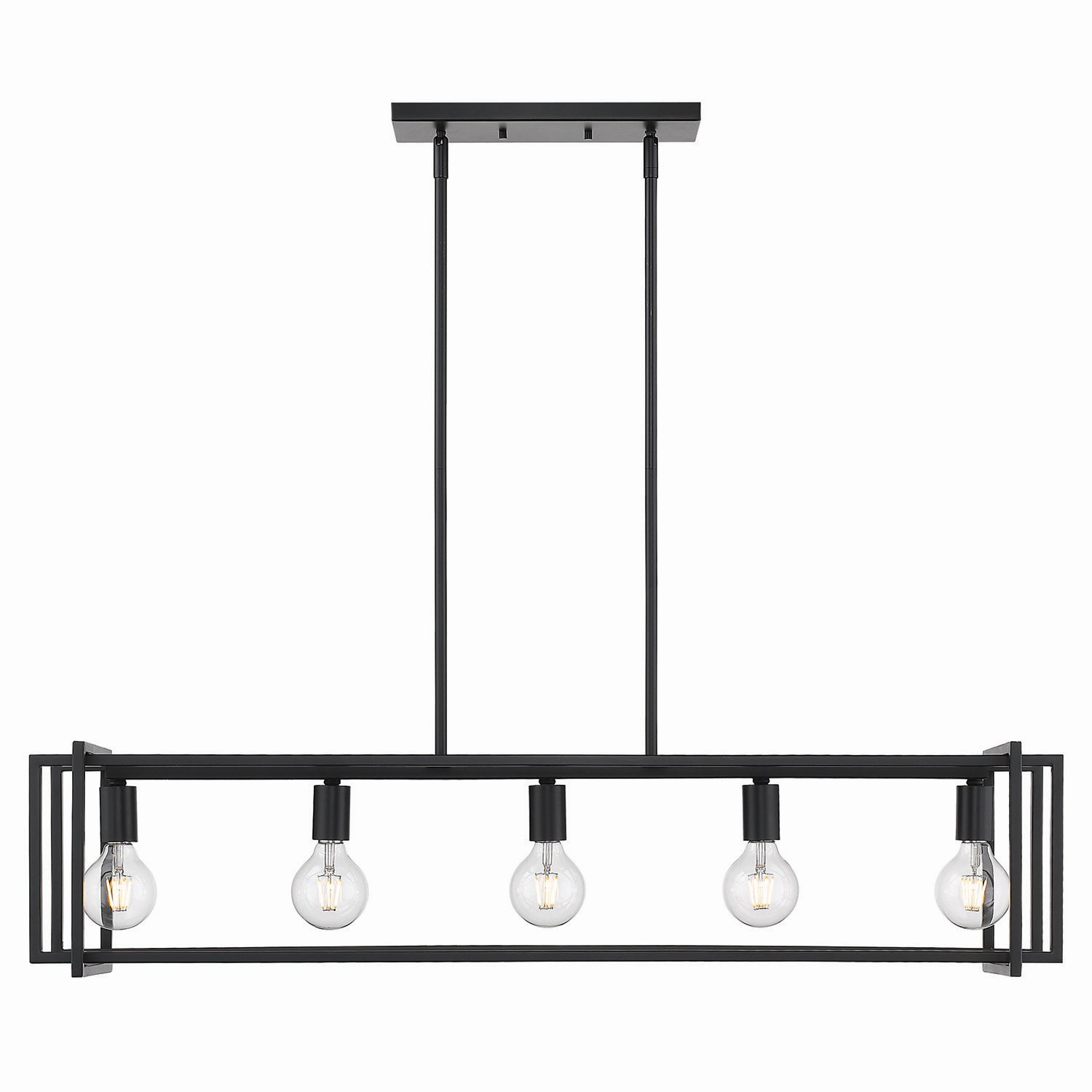 Golden - 6070-LP BLK-BLK - Five Light Linear Pendant - Tribeca - Matte Black