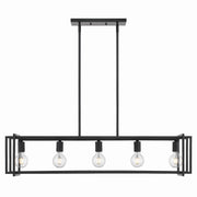 Golden - 6070-LP BLK-BLK - Five Light Linear Pendant - Tribeca - Matte Black