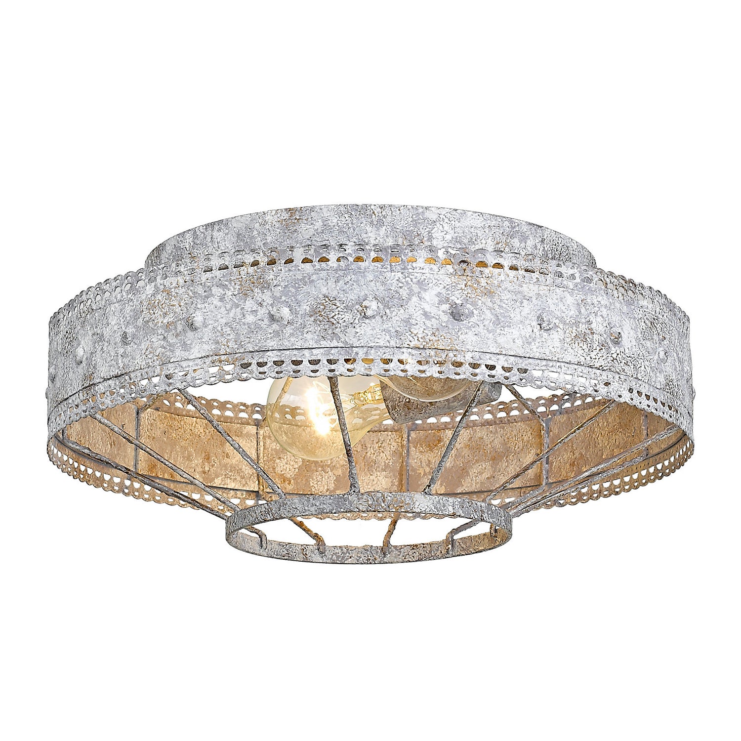 Golden - 7856-FM OY - Two Light Flush Mount - Ferris - Oyster