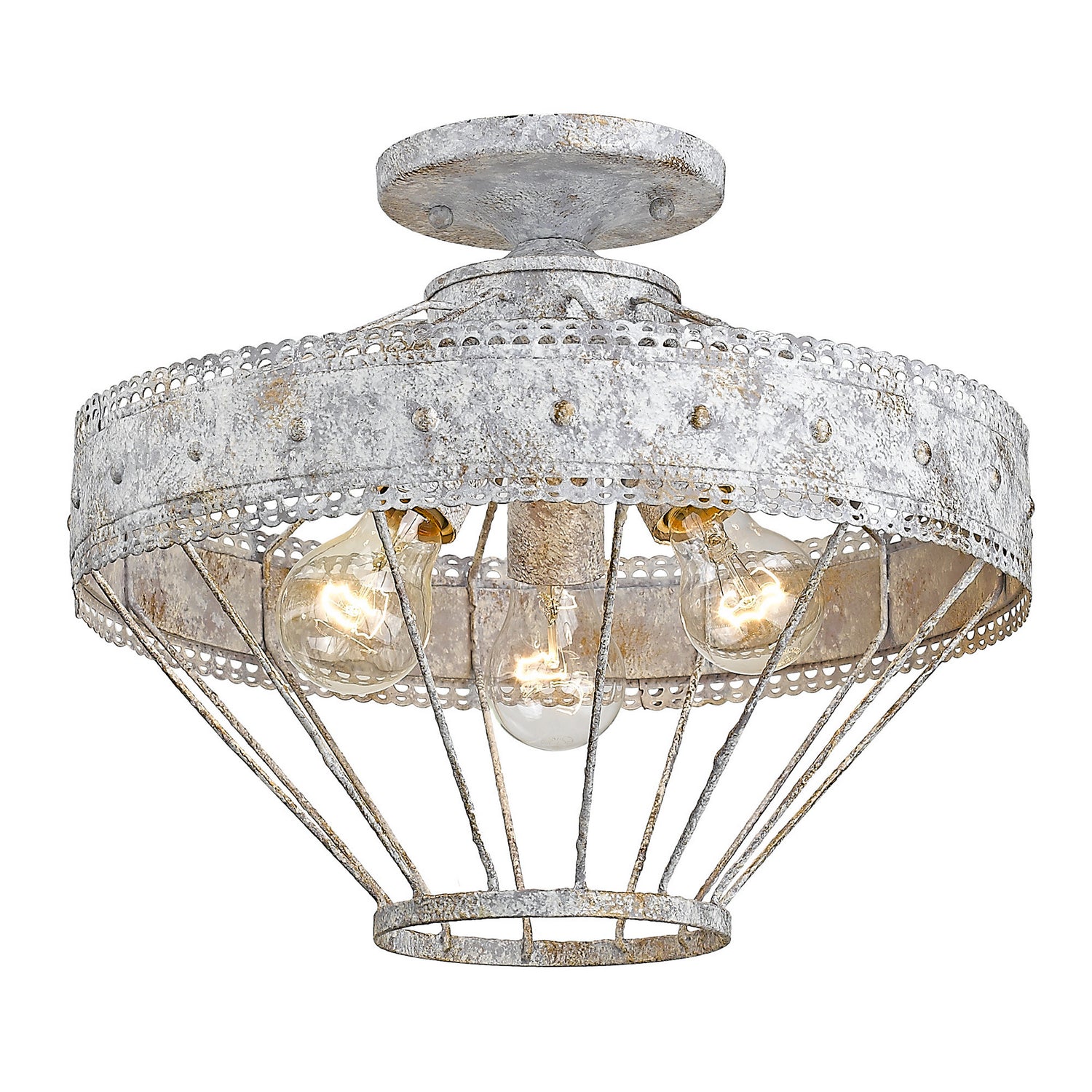 Golden - 7856-SF OY - Three Light Semi-Flush Mount - Ferris - Oyster