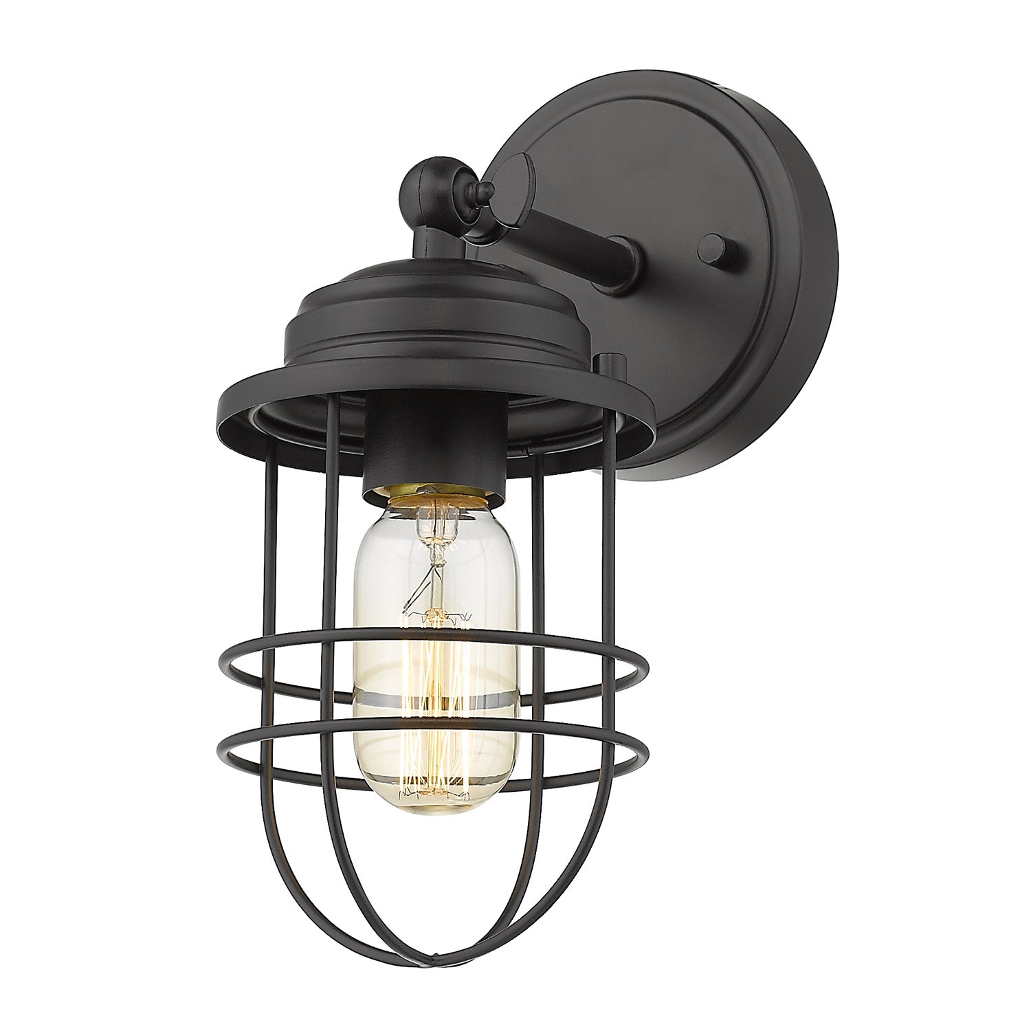 Golden - 9808-1W BLK - One Light Wall Sconce - Seaport - Matte Black