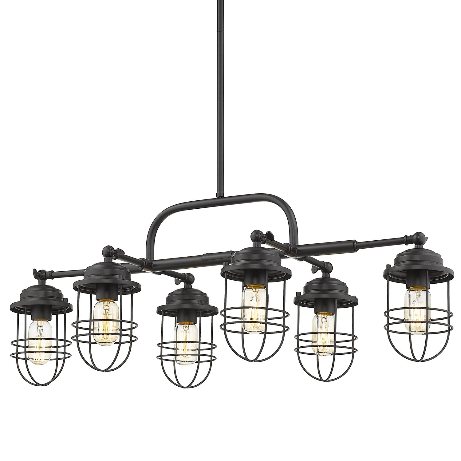 Golden - 9808-LP BLK - Six Light Linear Pendant - Seaport - Matte Black