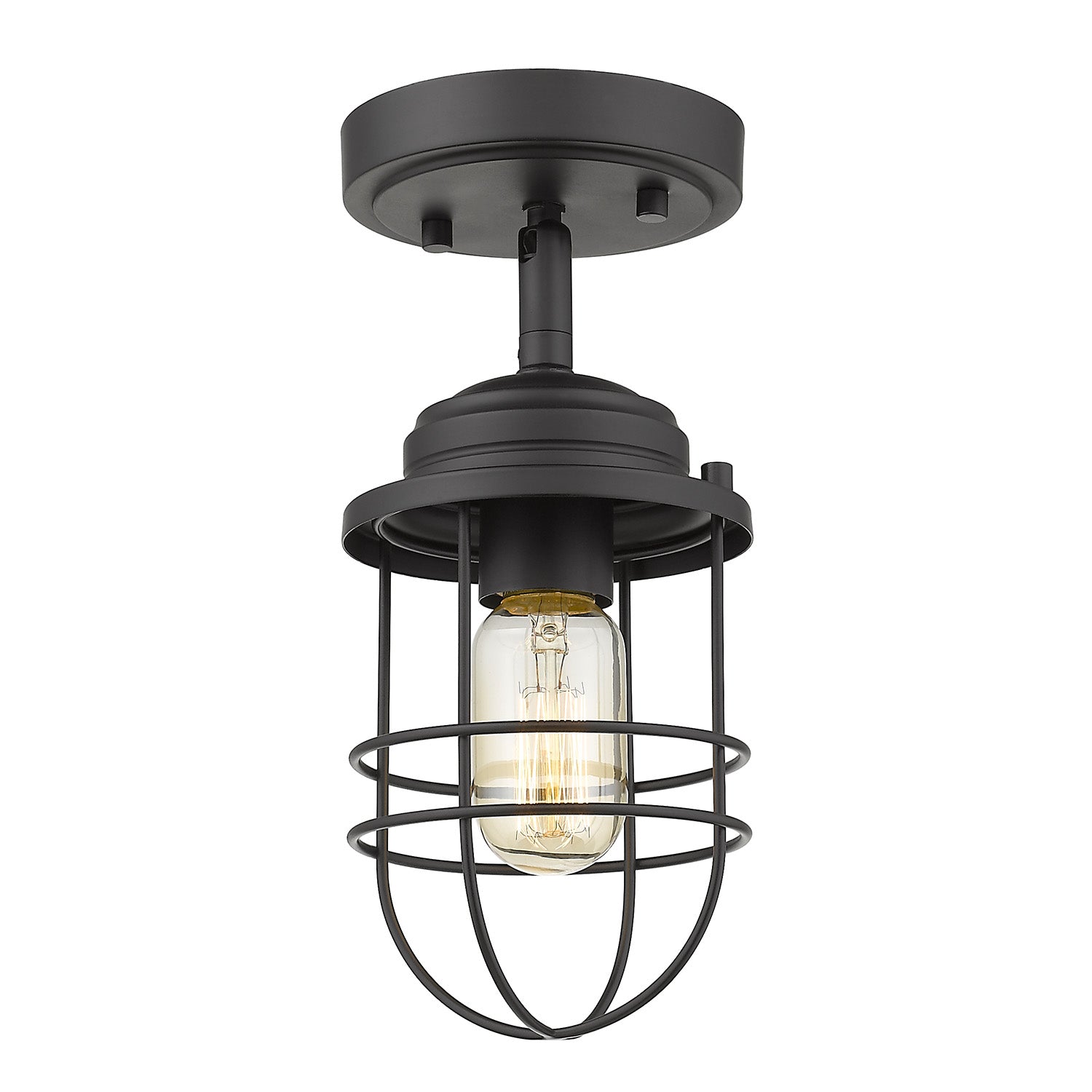 Golden - 9808-SF BLK - One Light Semi-Flush Mount - Seaport - Matte Black