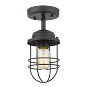 Golden - 9808-SF BLK - One Light Semi-Flush Mount - Seaport - Matte Black