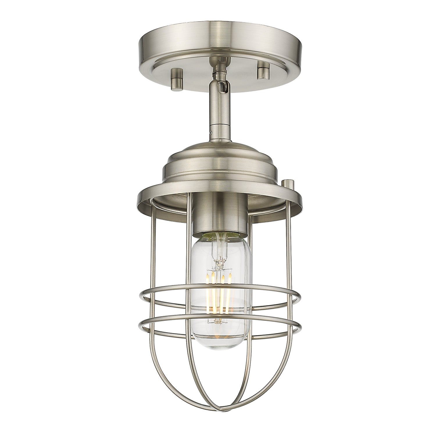 Golden - 9808-SF PW - One Light Semi-Flush Mount - Seaport - Pewter