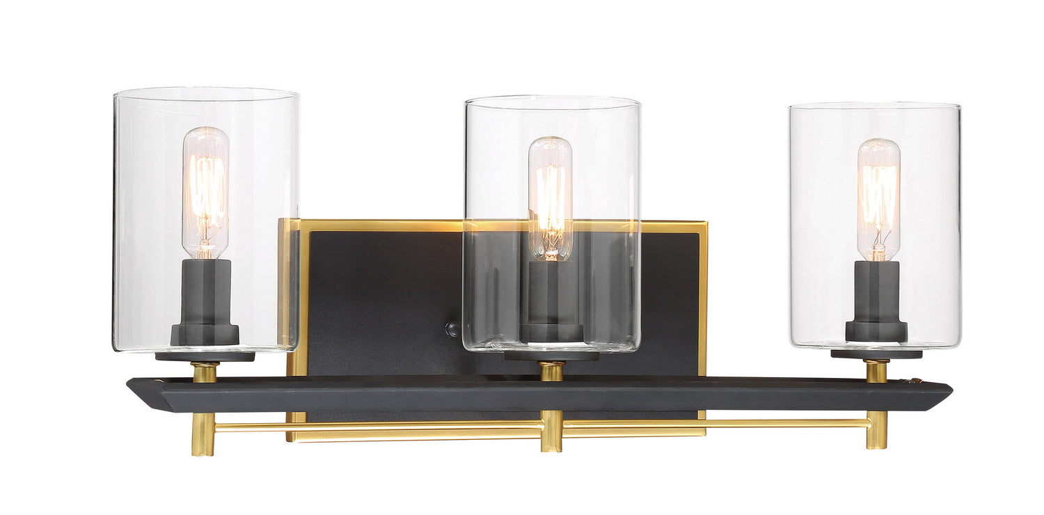 Metropolitan - N7851-707 - Three Light Bath - Sable Point - Sand Black With Honey Gold