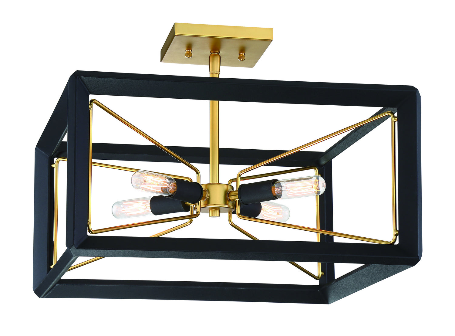 Metropolitan - N7853-707 - Four Light Semi Flush Mount - Sable Point - Sand Black With Honey Gold